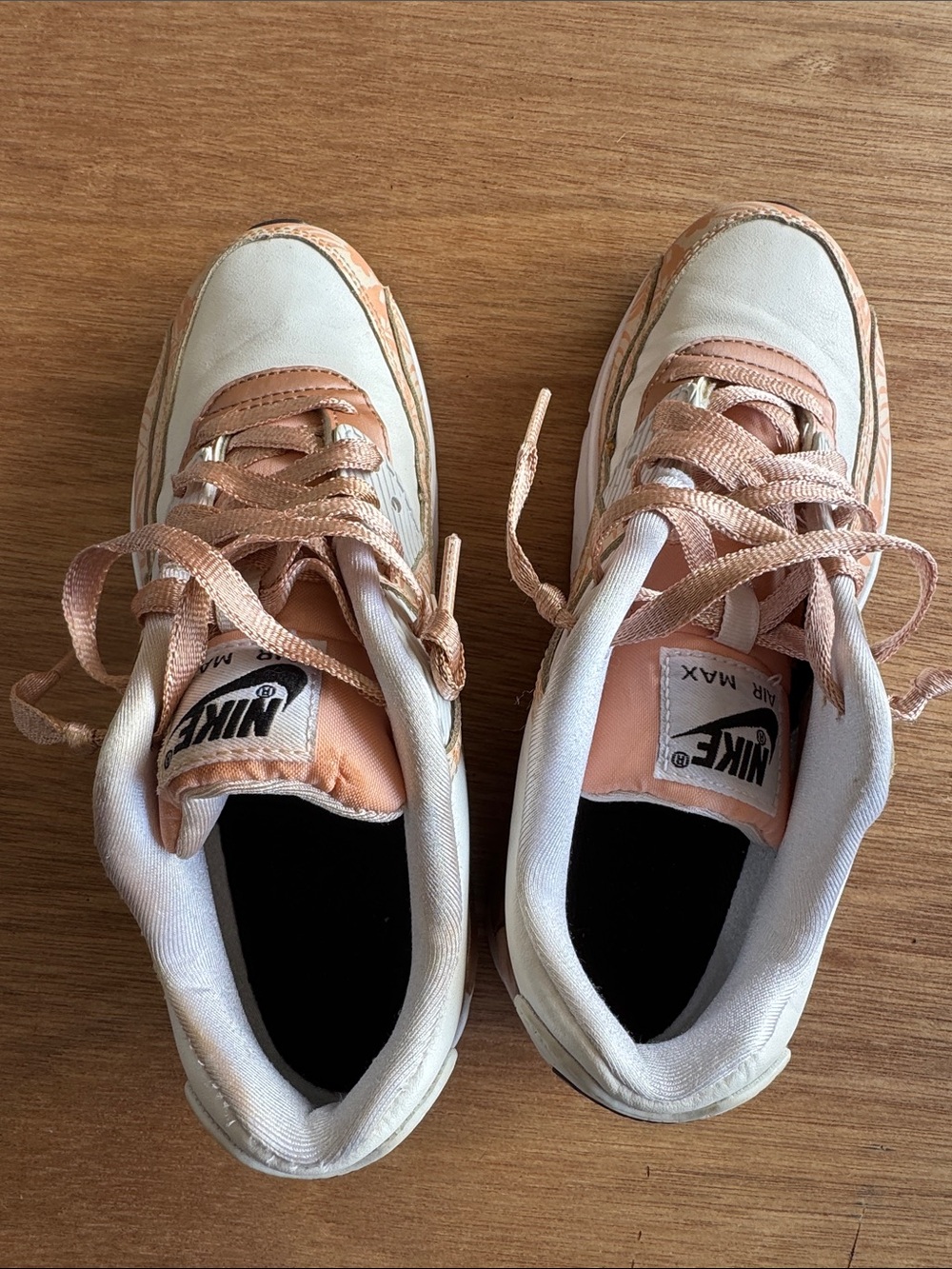 Nike Women’s Lace-Up Sneakers in Peach and White
